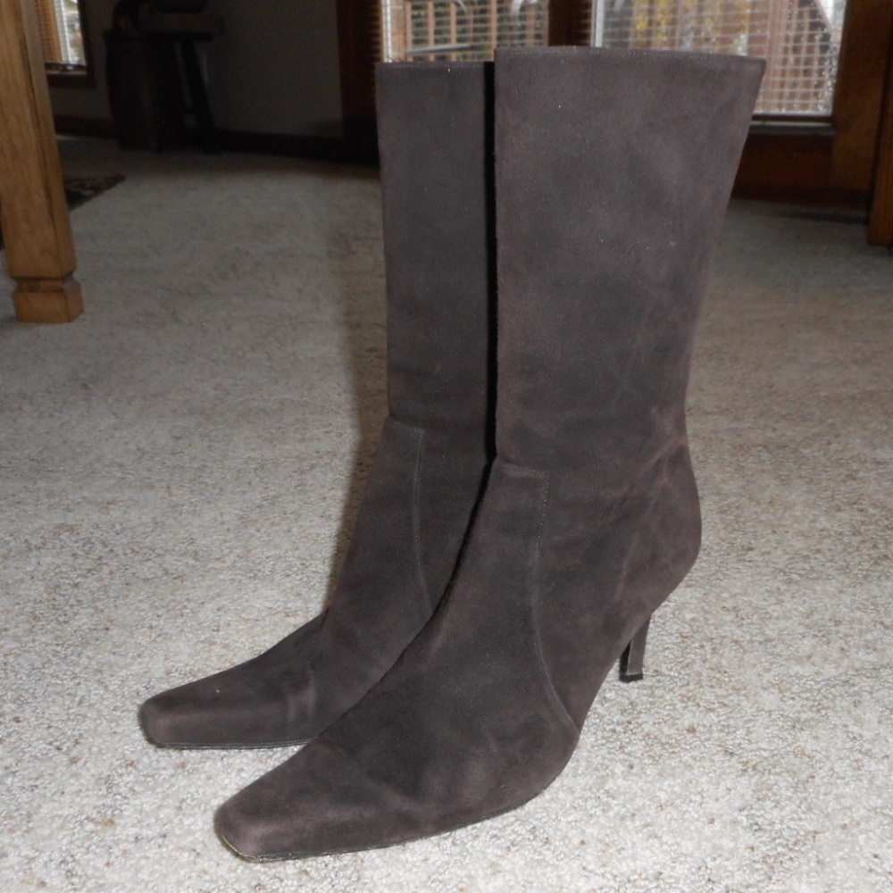 STUART WEITZMAN brown leather heels boots 7-1/2 M